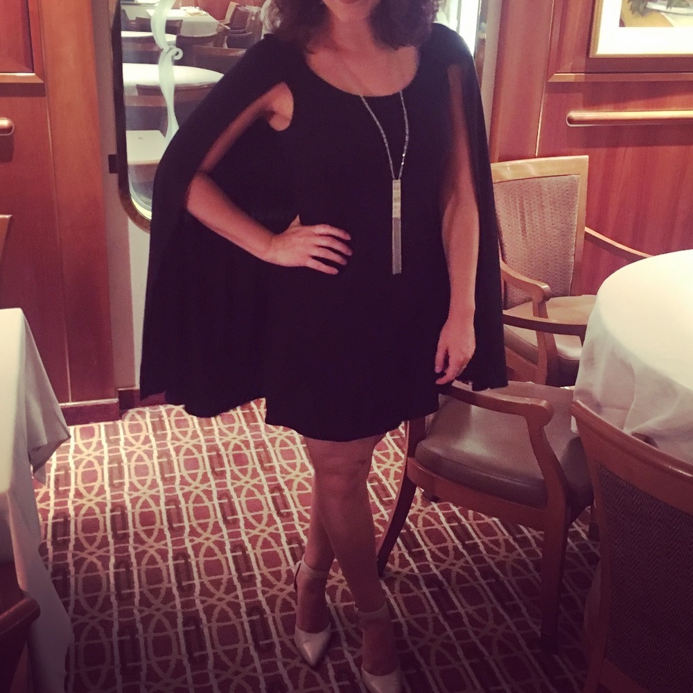 Black mini cape dress